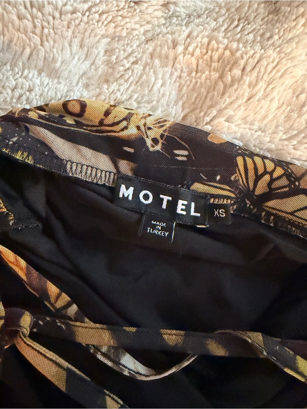Motel Rocks Butterfly Print Long-Sleeve Mini Dress - Yellow/Black - Picture 3 of 5